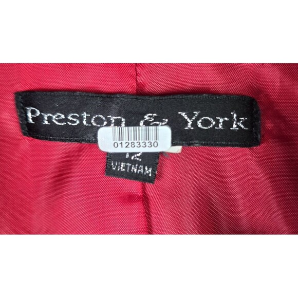 Preston York Red Zip Front Textured Blazer Jacket Size 12 Workwear Stretch Lined - Picture 3 of 13